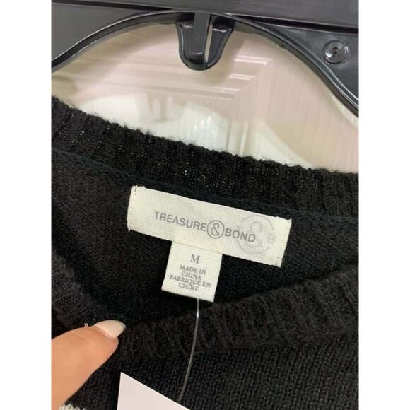 Treasure‎ & Bond Black White Wide Striped Crew Neck Size Medium NEW - Picture 4 of 5